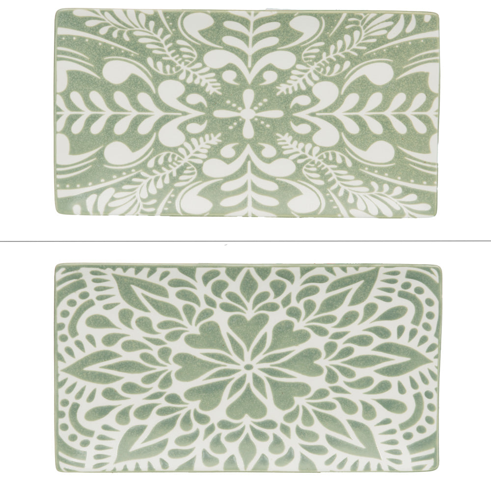 Plat rectangle vert Safi 29x16 cm (1 modèle aléatoire) Table passion - Mathon - 1