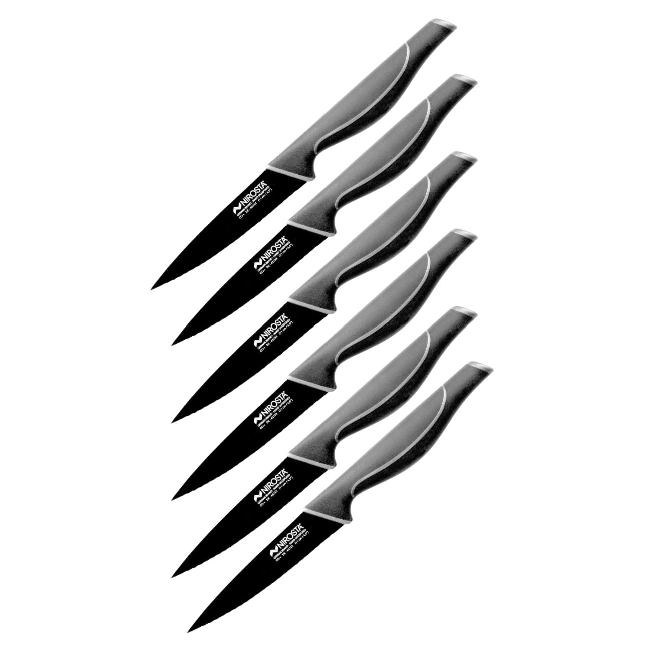 Ensemble de 6 Couteaux de cuisine cranté  Black Edition Nirosta - Mathon - 1