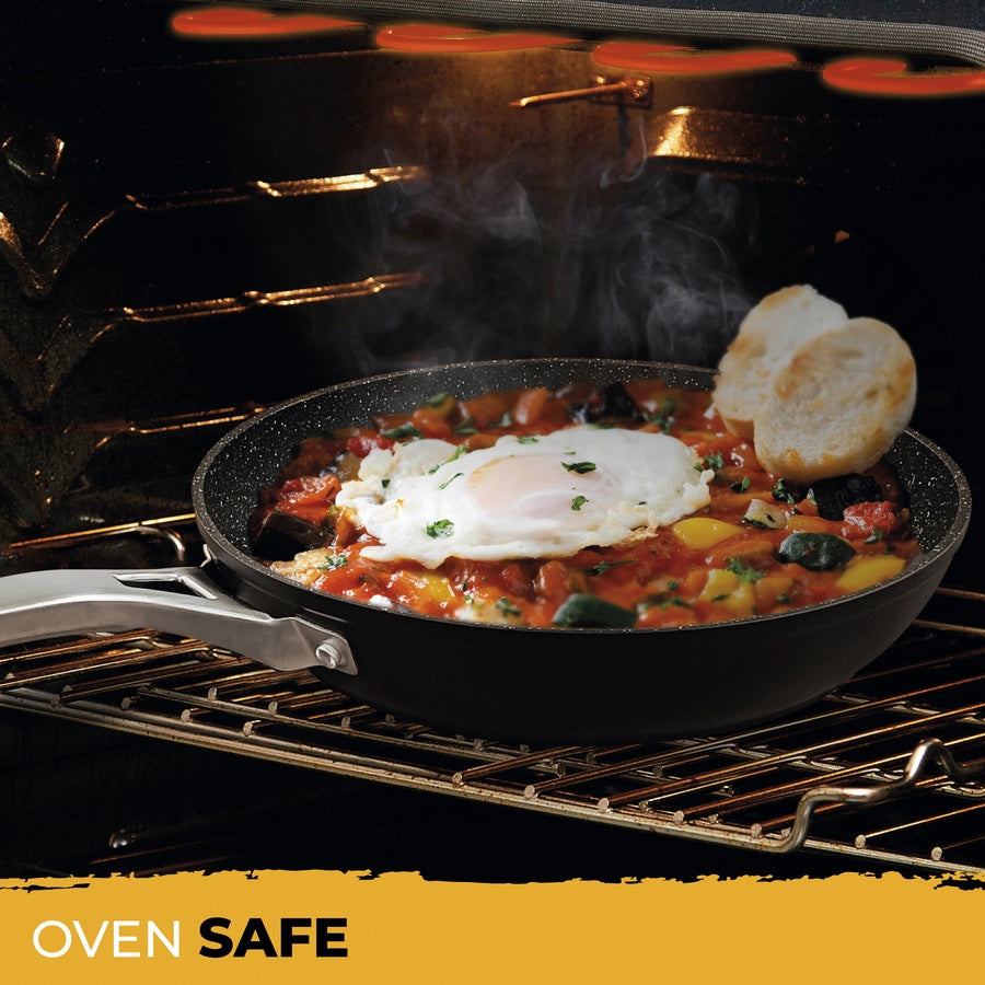 Set 3 Poêles à Frire Antiadhésives à Induction 18-20-24cm, Aluminium Forgé  Noir Black Titanium - Mathon - 7