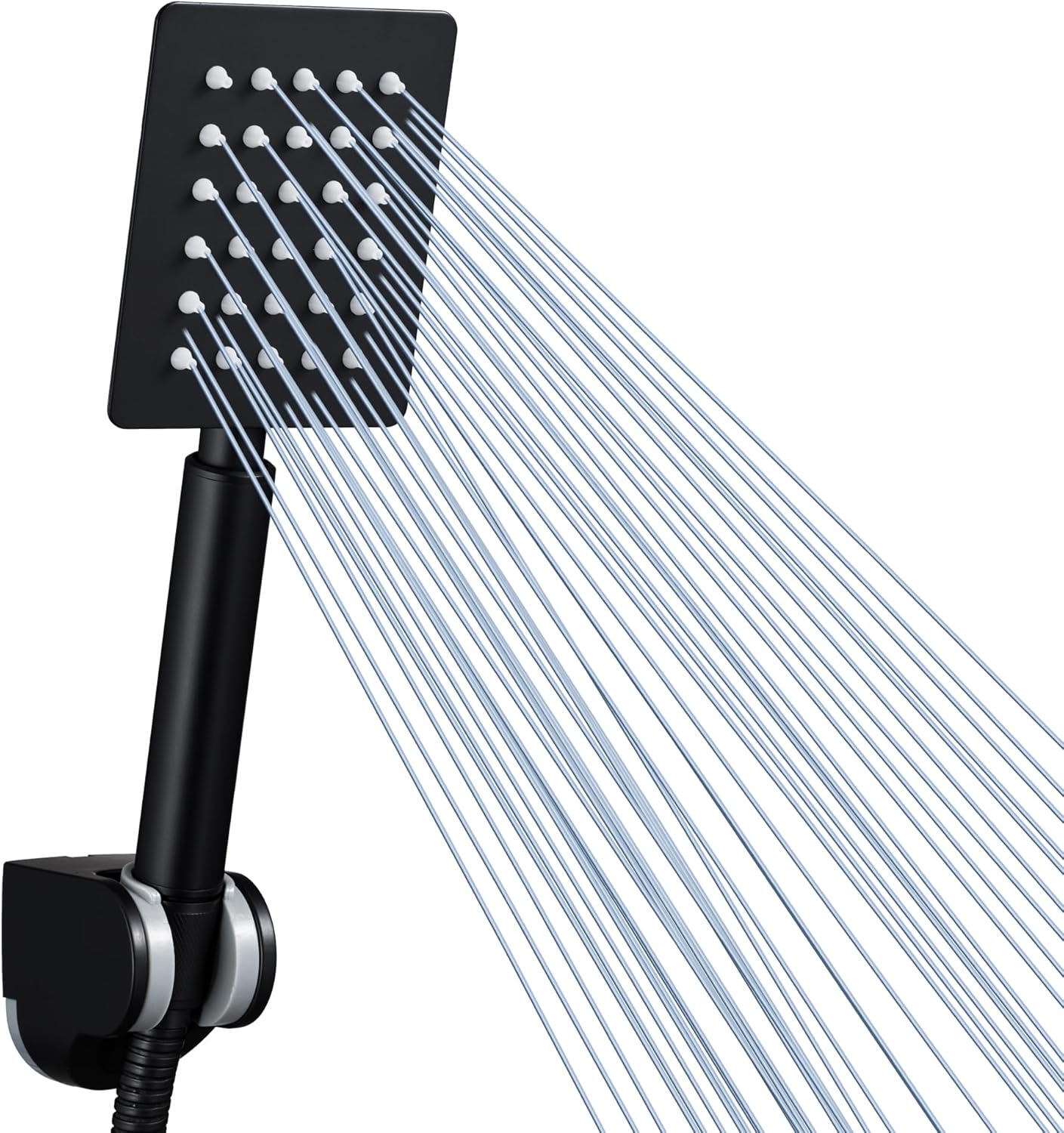 Pommeau de douche carré inox noir haute pression Vendos85 - Mathon