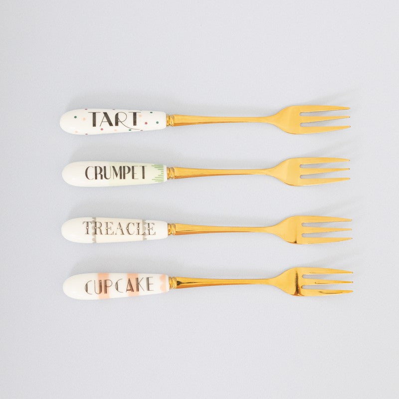 British Pomp - Coffret 4 fourchettes dessert Yvonne Ellen - Mathon - 1