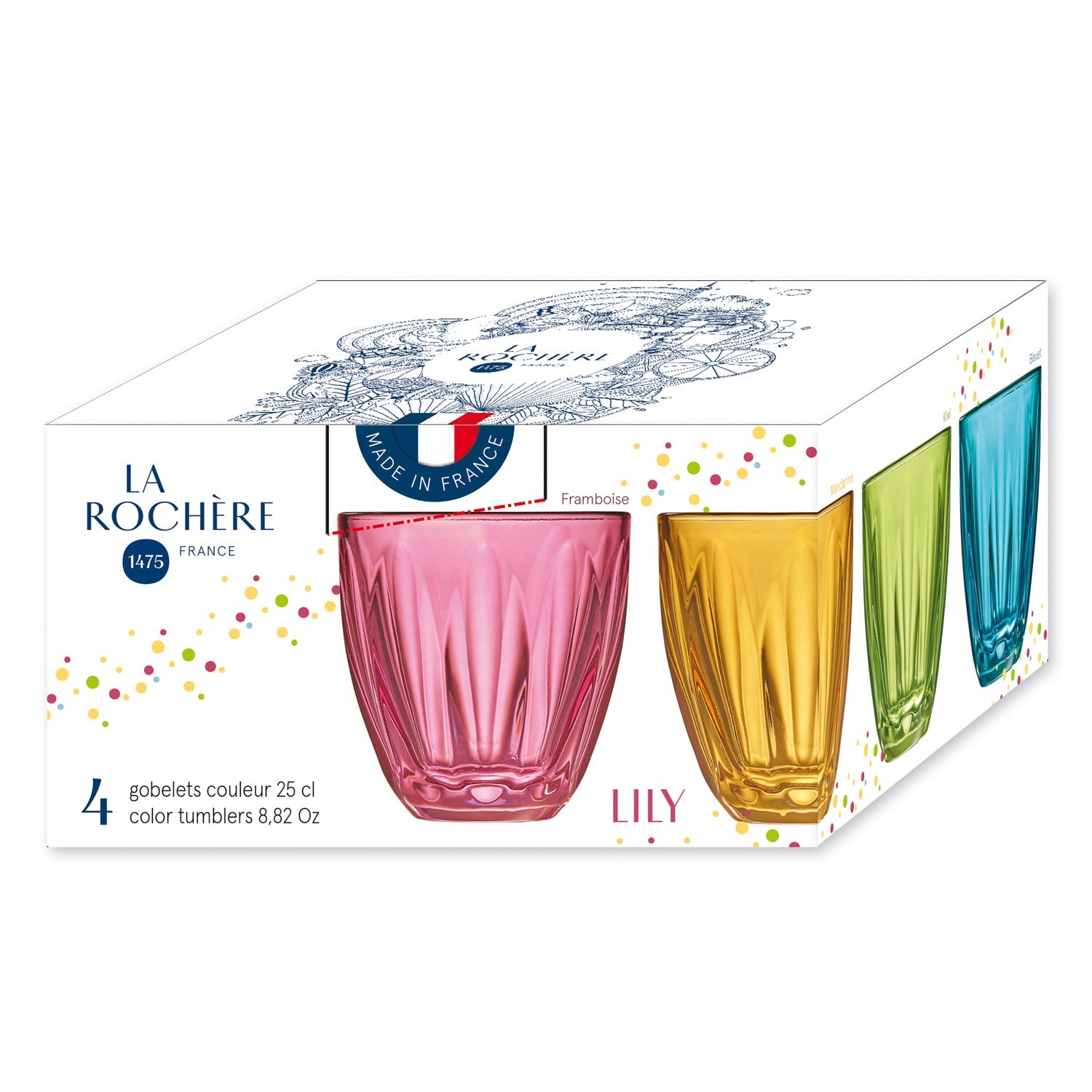 Coffret de 4 verres à eau  4 couleurs La Rochère - Mathon - 4