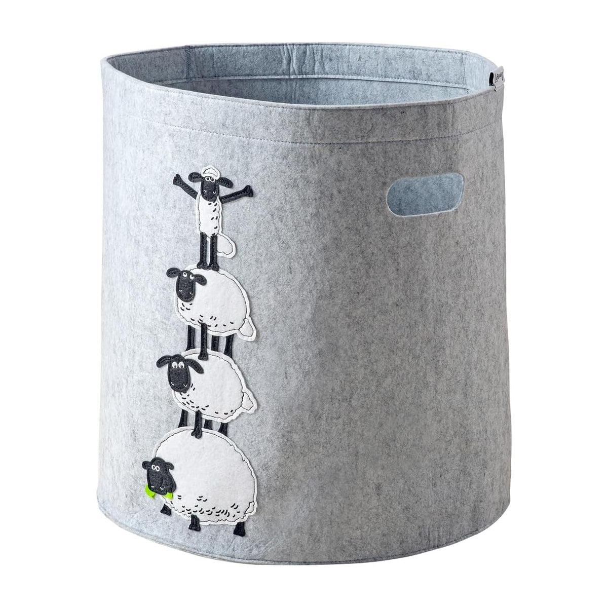 Panier à linge sale gris en feutre motif 4 moutons Lifeney Shaun le mouton Fackelmann - Mathon - 1