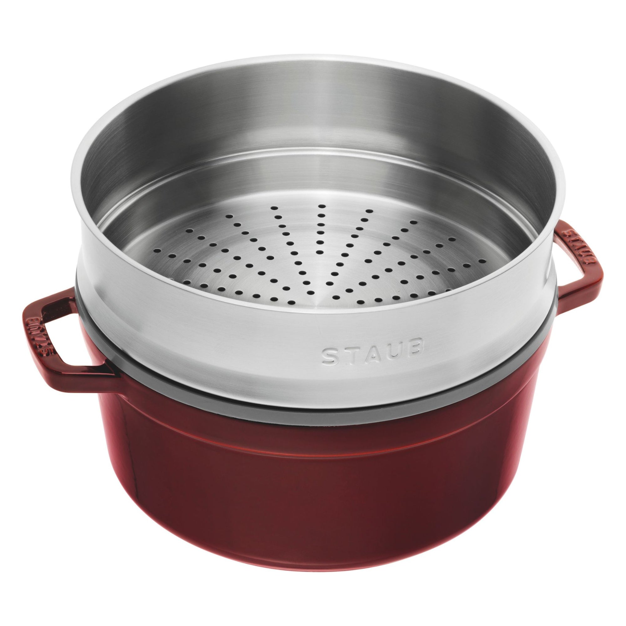 Cocotte avec panier vapeur 26 cm, Rond(e), Grenadine, Fonte Staub - Mathon - 2