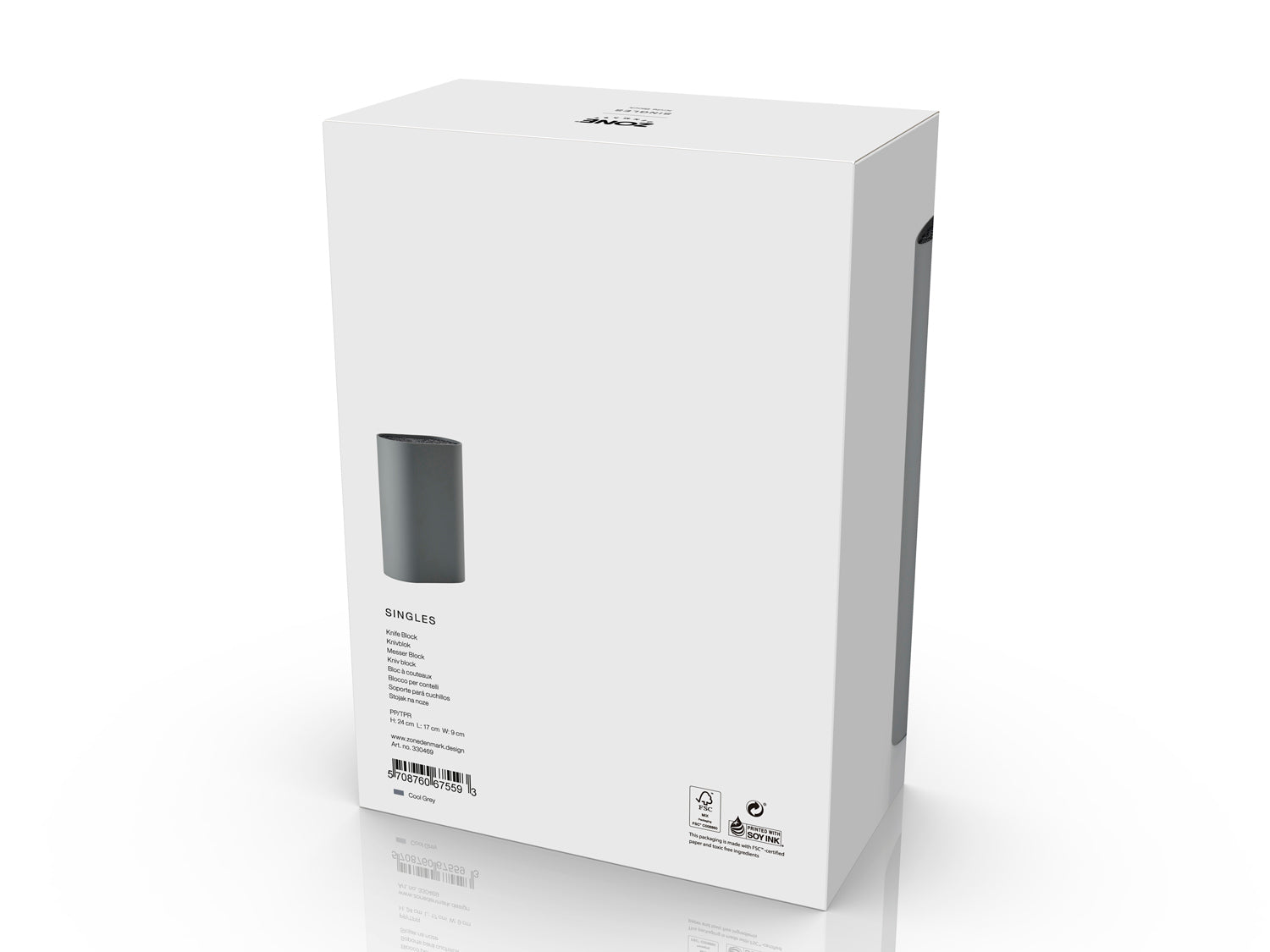 Bloc couteaux SINGLES en polypropylène et élastomère thermoplastique Gris froid Zone Denmark - Mathon - 3