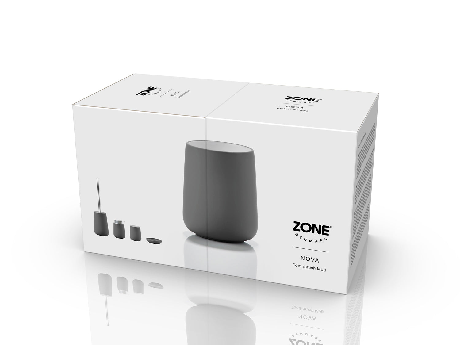Gobelet pour brosse à dents NOVA en porcelaine et softtouch Gris Zone Denmark - Mathon - 4