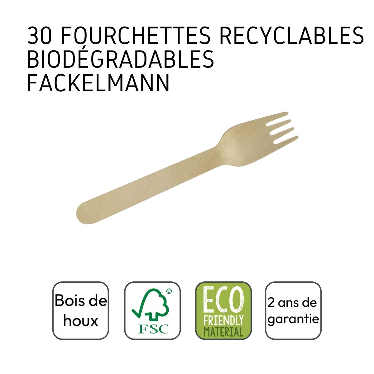 Lot de 30 fourchettes en bois jetables 16 cm  Move Fackelmann - Mathon - 4