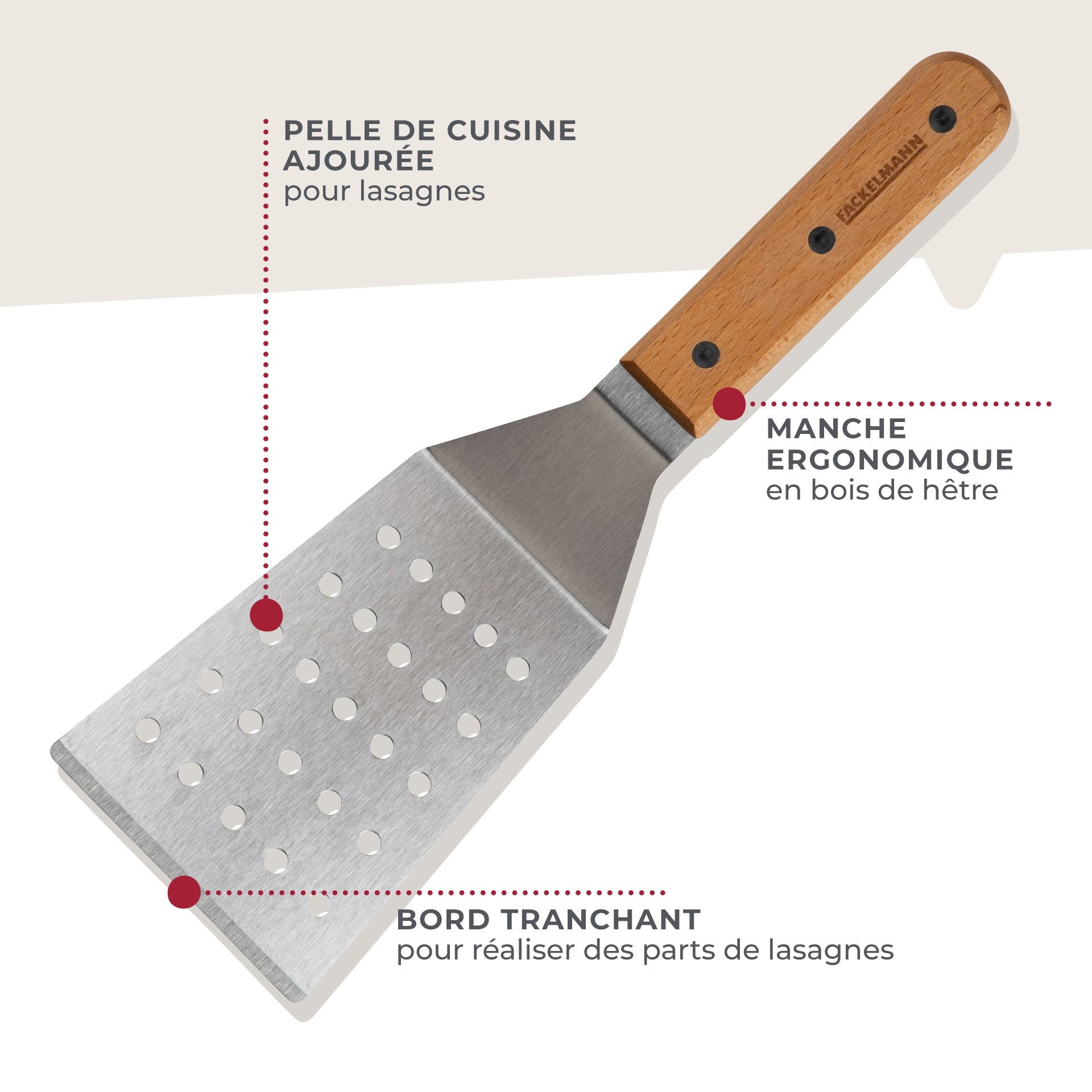 Pelle à pizza ajourée 29 cm  Pizza & Pasta Fackelmann - Mathon - 3