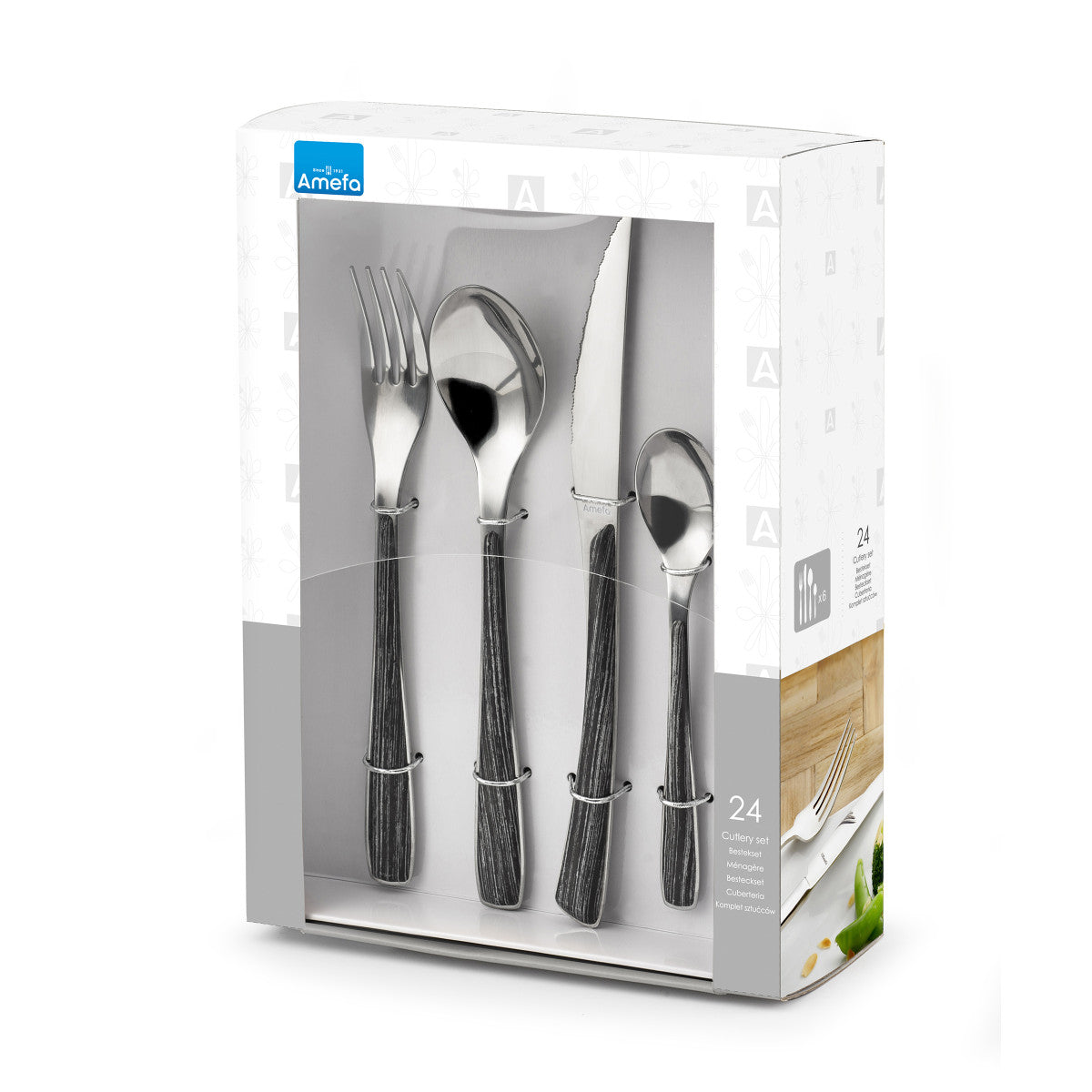 Zéphyr Nature - Ménagère 24 pièces Ebène Amefa - Mathon - 4