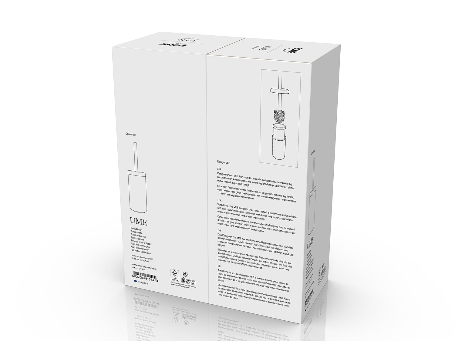 Brosse de toilette UME en grès et polypropylène Bleu indigo Zone Denmark - Mathon - 5