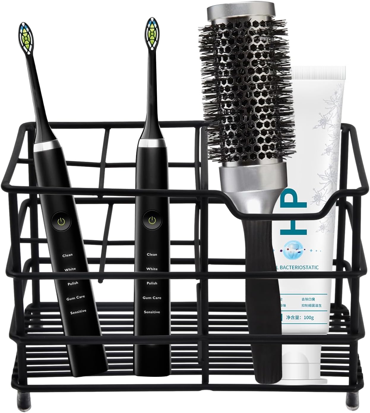 Porte Brosse à Dents Électrique et Dentifrice sans Perçage 5 Fentes en Acier Inoxydable noir Vendos85 - Mathon