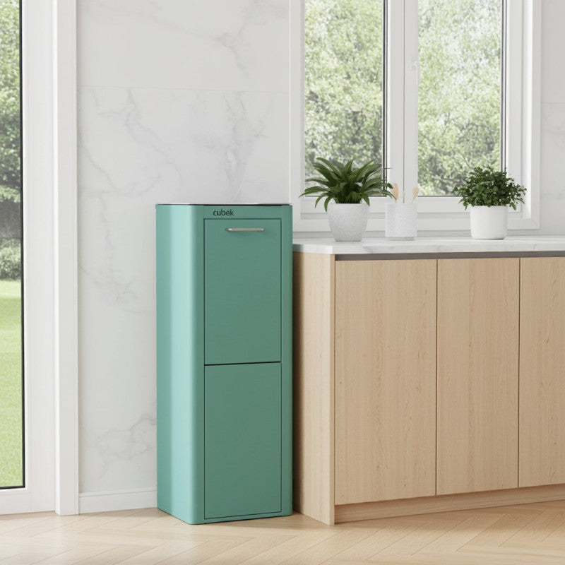 Poubelle cuisine de tri sélectif CUBEK, 2 compartiments de 20 litres, Turquoise Don Hierro - Mathon - 2