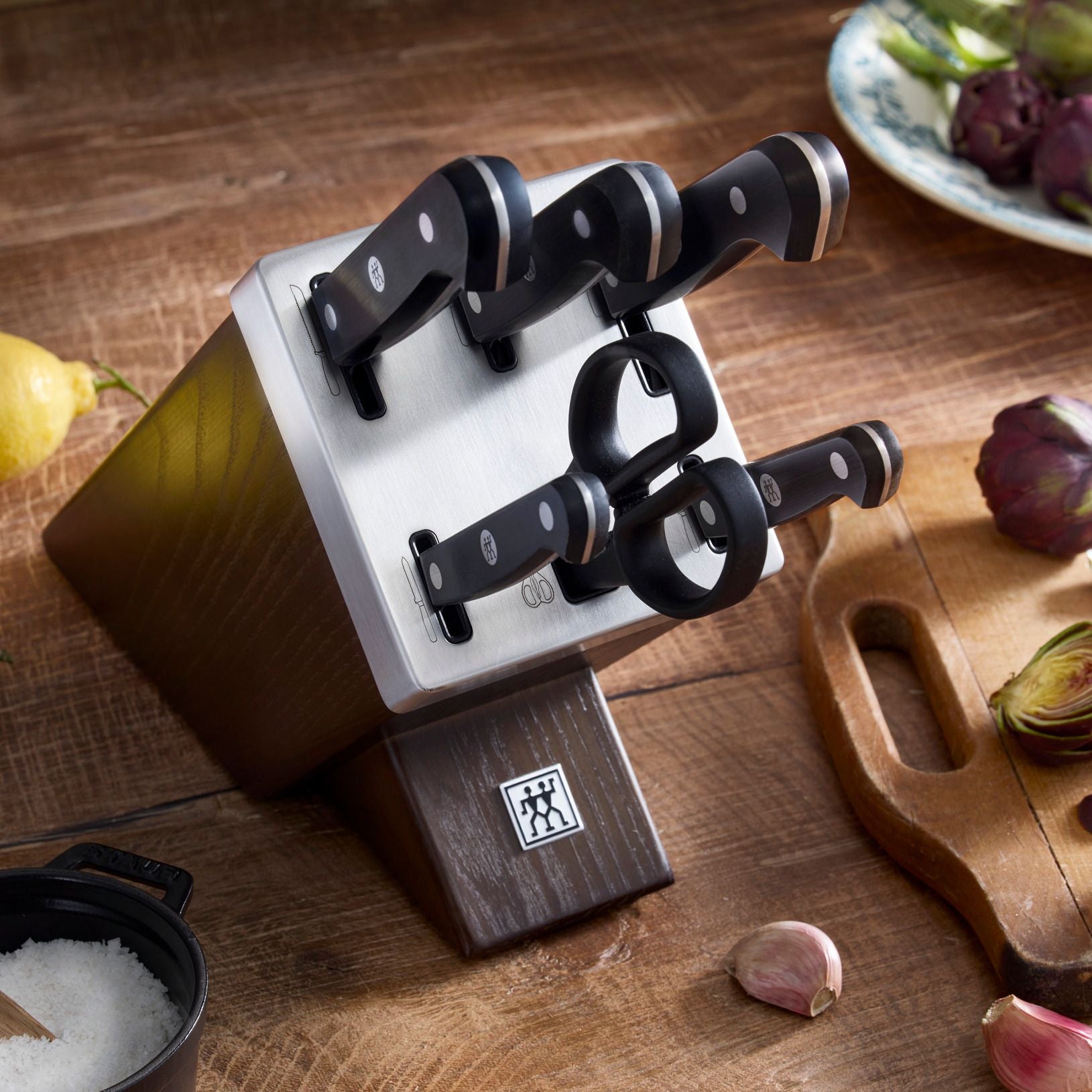 Bloc de Couteaux Auto-Aiguisant 7-pcs, Bois de Frêne, Gourmet Zwilling - Mathon - 2