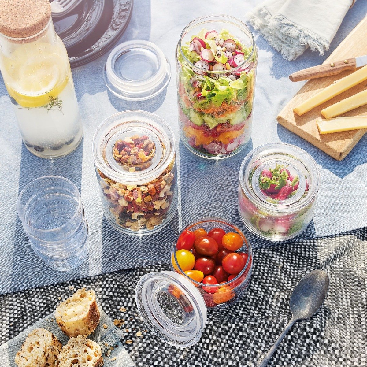 Lot de 2 pots de conservation Pure Jar Glass- Luminarc - En verre avec couvercle en verre- 2 x 1L Luminarc - Mathon - 3