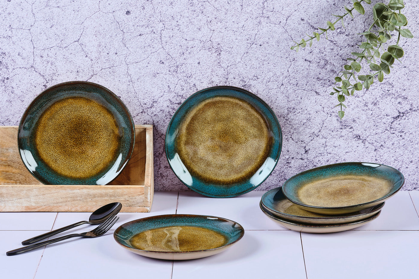 Lot de 6 assiettes à dessert en grès marron D20.5 Björn - Mathon - 2