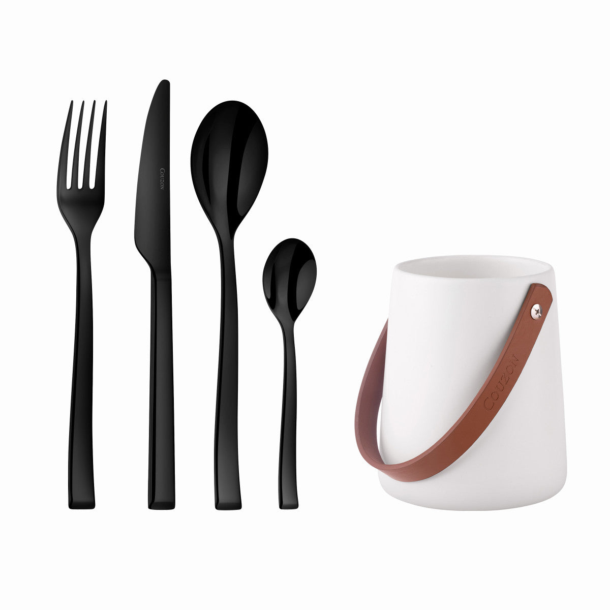 Side Noir - 24 couverts de table avec support de rangement nomade Couzon - Mathon - 1