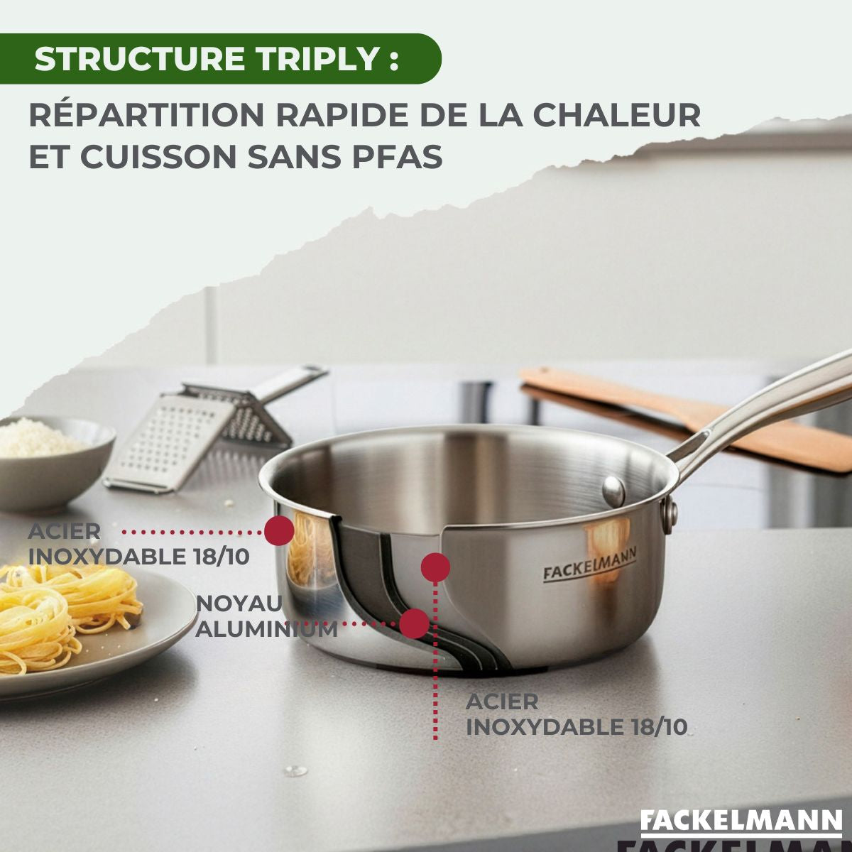 Casserole 18 cm en inox 18/10 Triply  Vita3 Fackelmann - Mathon - 5