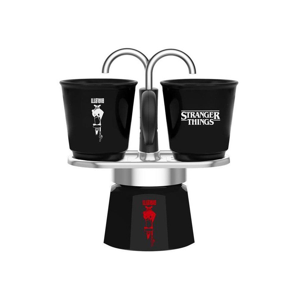 Cafetiere Italienne -   - Set Mini Express - Collection Stranger Things - Avec 2 Tasses Thermosensibles - Noir / Rouge Bialetti - Mathon - 1