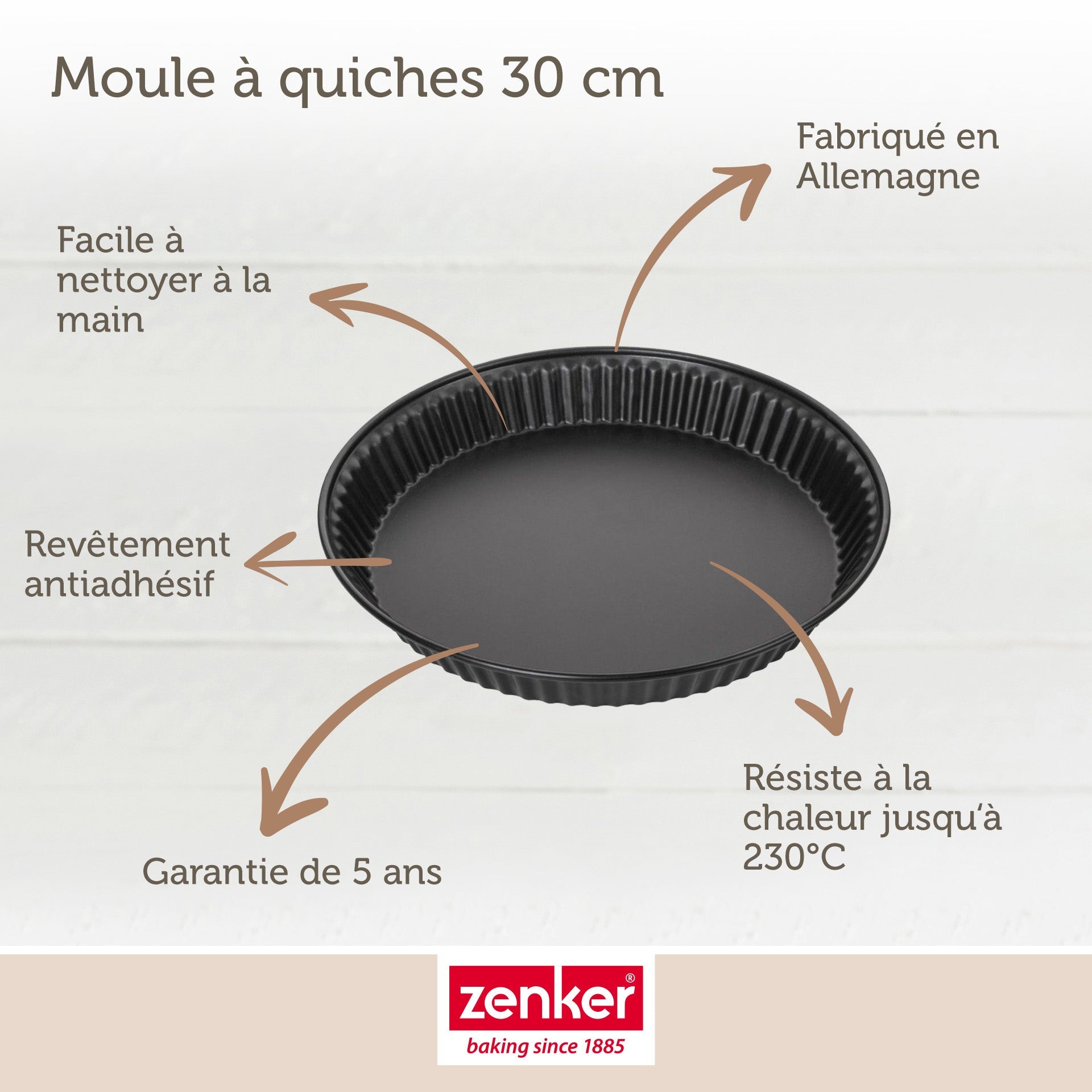 Moule à quiche lorraine 30 cm Zenker Spécial Countries Zenker - Mathon - 3