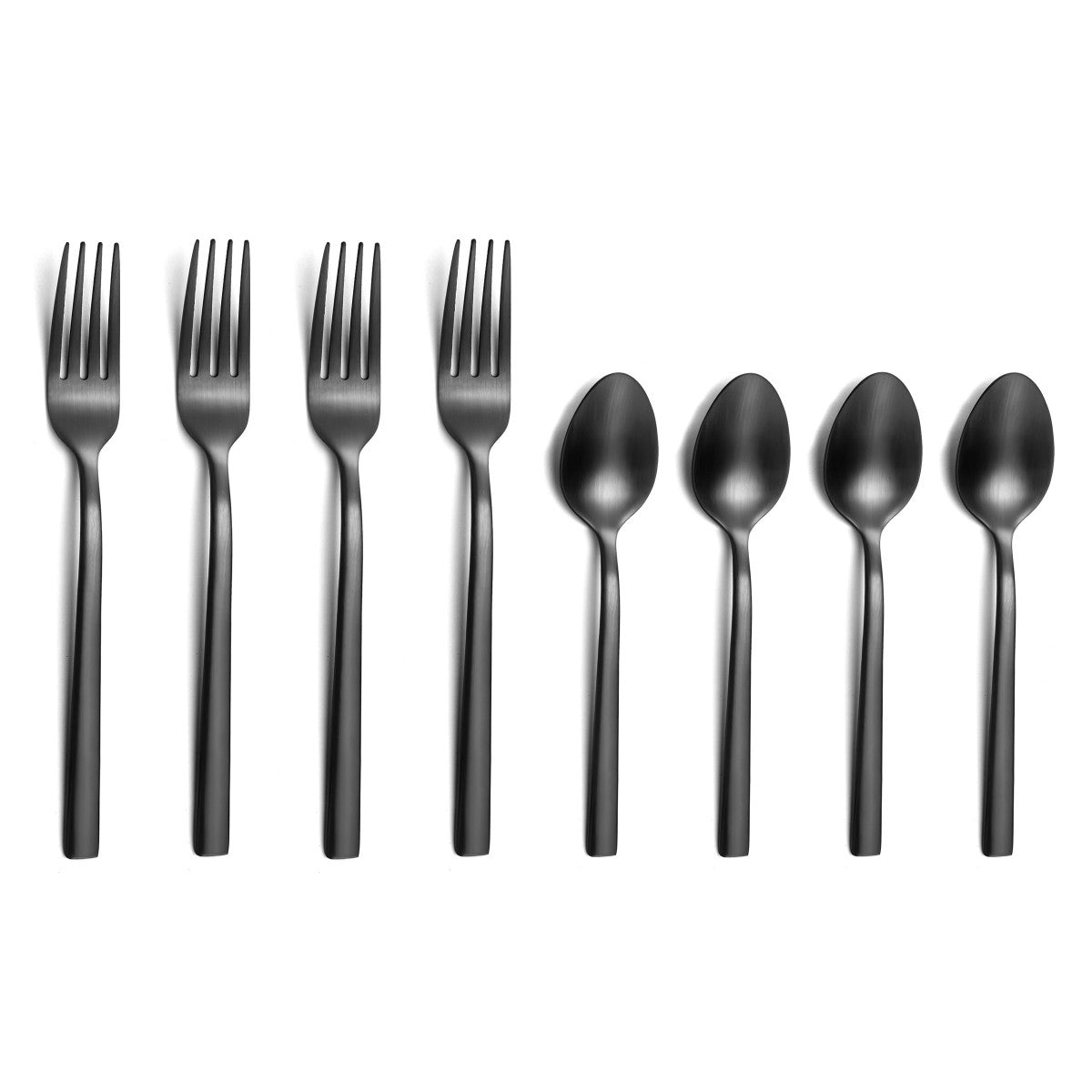 Escade Noir Satiné - Lot de 4 cuillères moka et 4 fourchettes à gâteau Amefa - Mathon - 1