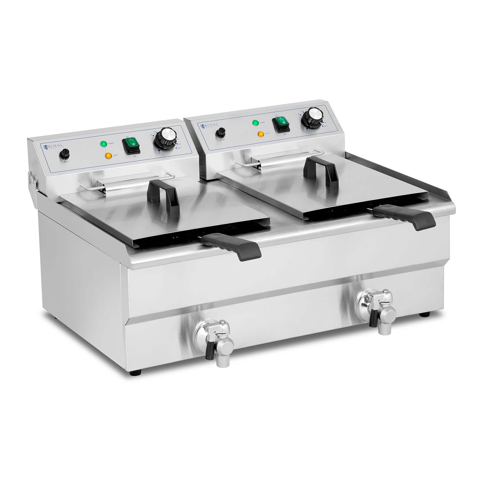 Friteuse électrique 2 x 16 litres 230 volts professionnel 3000 watts acier inoxydable 14_0003984 - Mathon - 1
