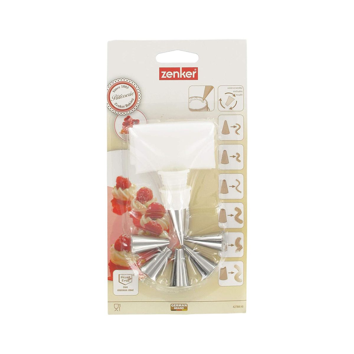 Poche à douille et 6 embouts en inox 33 cm Zenker Smart Pastry Zenker - Mathon - 5