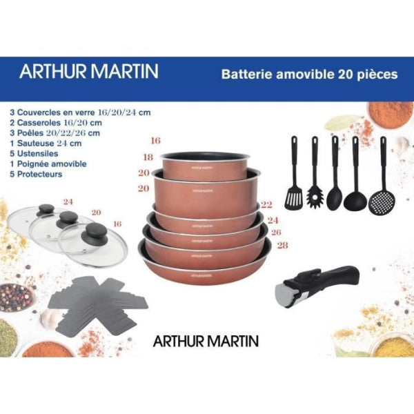 Batterie De Cuisine 20 Pieces Arthur Martin - Aluminium - Poignée Amov Arthur Martin - Mathon - 2