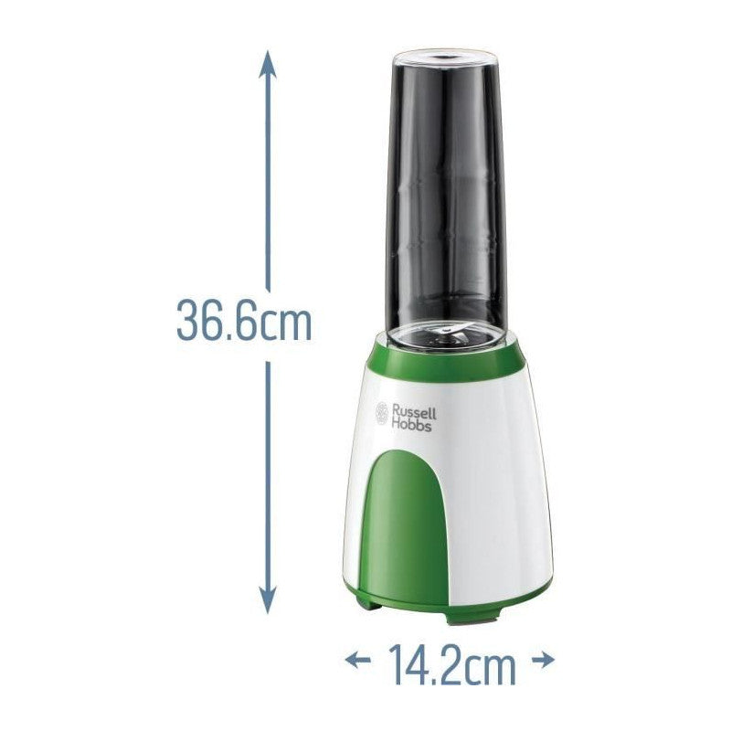 25160-56 Mixeur Blender Nomade 300w Mix & Go, 2 Bouteilles 600ml, 2 Couvercles Transport, 2 Tubes Rafraîchissants Russell Hobbs - Mathon - 6