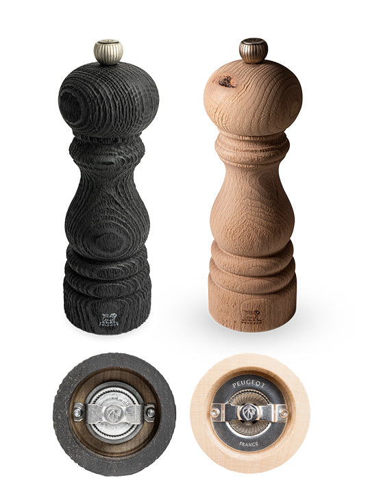100% Nature Duo de moulins à poivre et à sel manuels en bois revalorisé Nature et Nature Black, 18 cm Peugeot - Mathon - 6