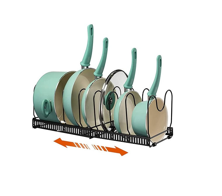 Porte Casseroles 2 en 1 avec 7 Compartiments Réglables pour Casseroles, Couvercles noir Vendos85 - Mathon