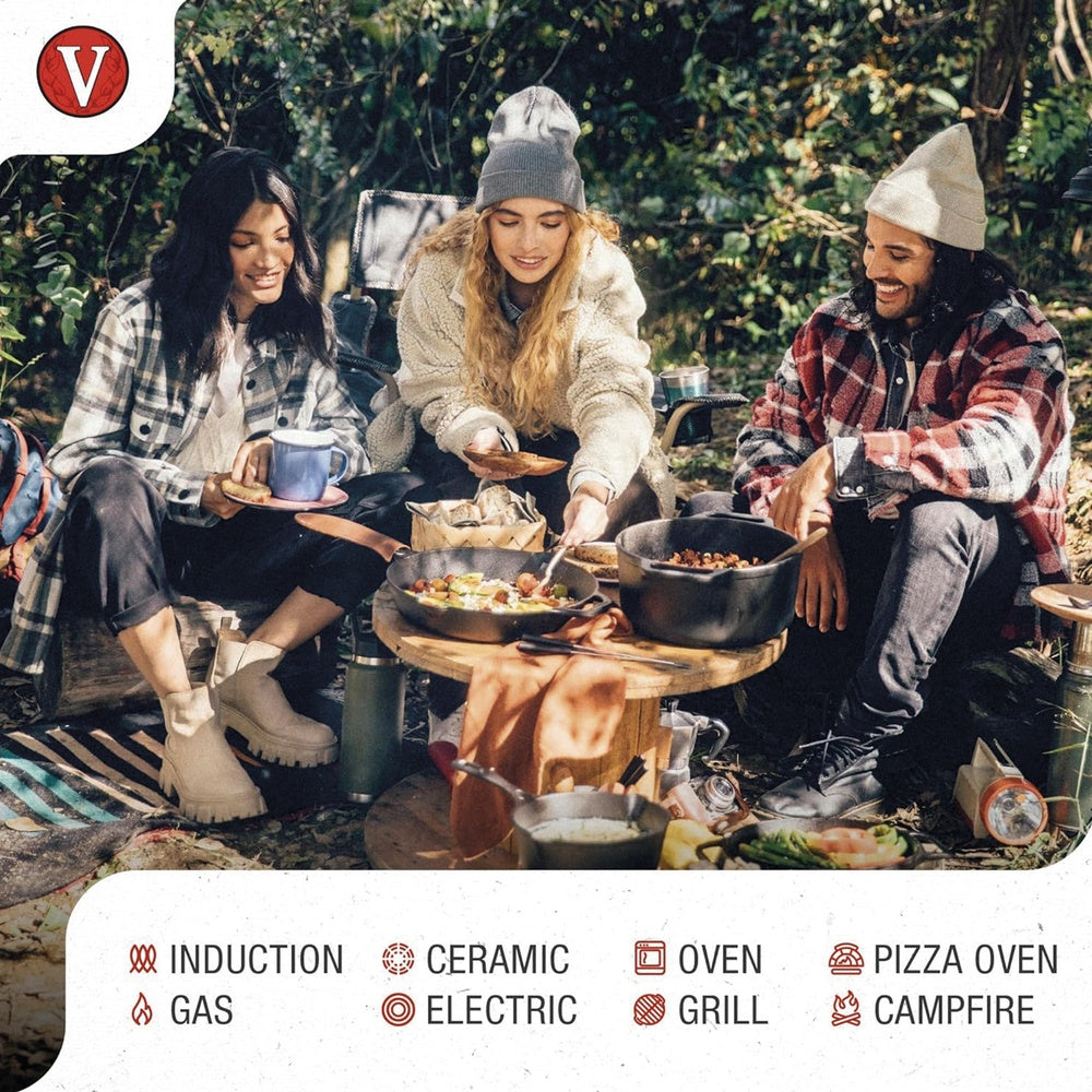 Plaque à Griller Comal en Fonte Émailleé Induction pour Pizza 30cm Feu, Barbecue  Noir 36379 - Mathon - 5