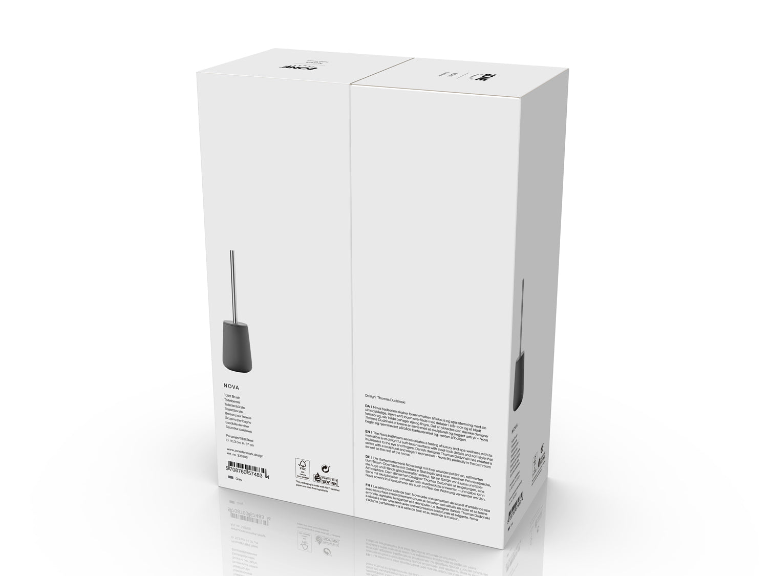 Brosse de toilette NOVA en porcelaine et acier Gris Zone Denmark - Mathon - 5