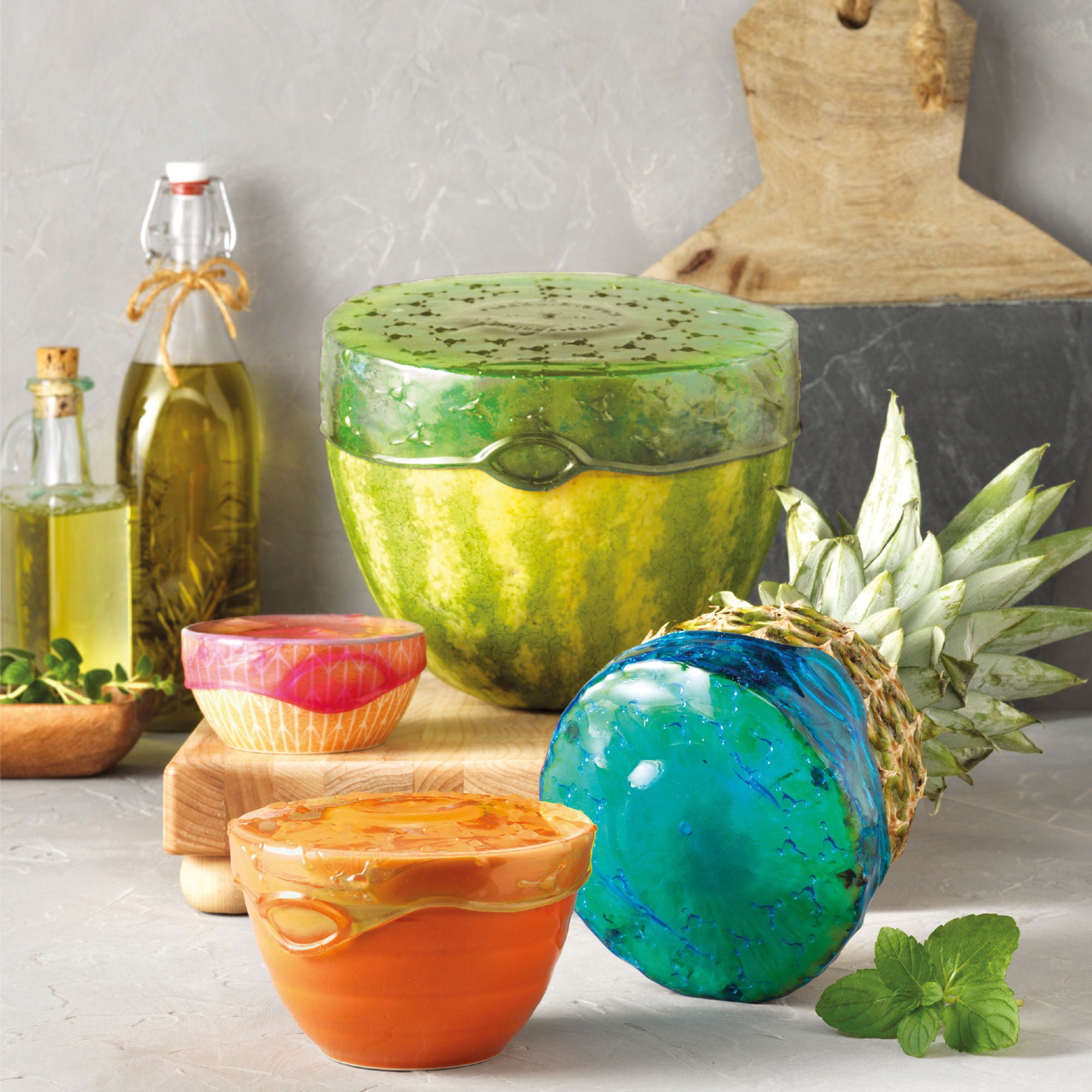 Lot de couvercles fraîcheur extensibles et réutilisables pour les fruits et les récipients, 4 pcs Stoneline - Mathon - 1