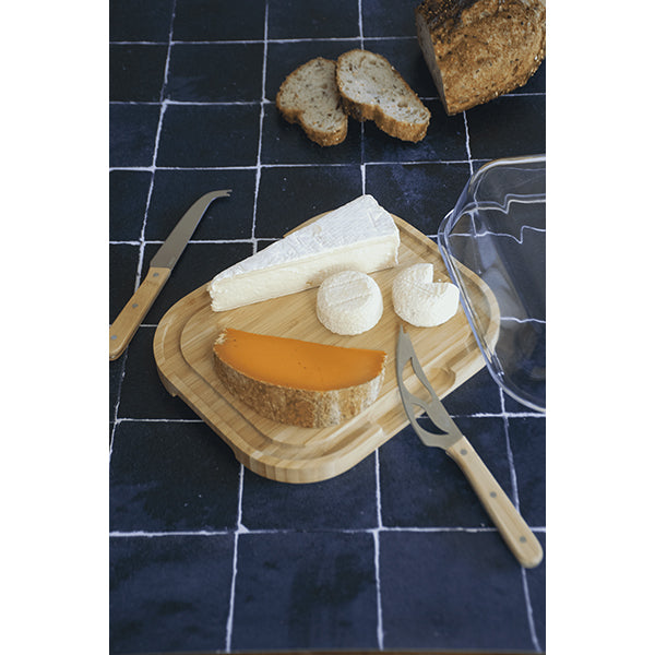 Plateau à fromage en bambou avec couvercle en verre Pebbly - Mathon - 3
