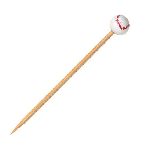 100Pcs - Pique bambou avec une extrémité décor baseball   H120mm FirstPack - Mathon - 1