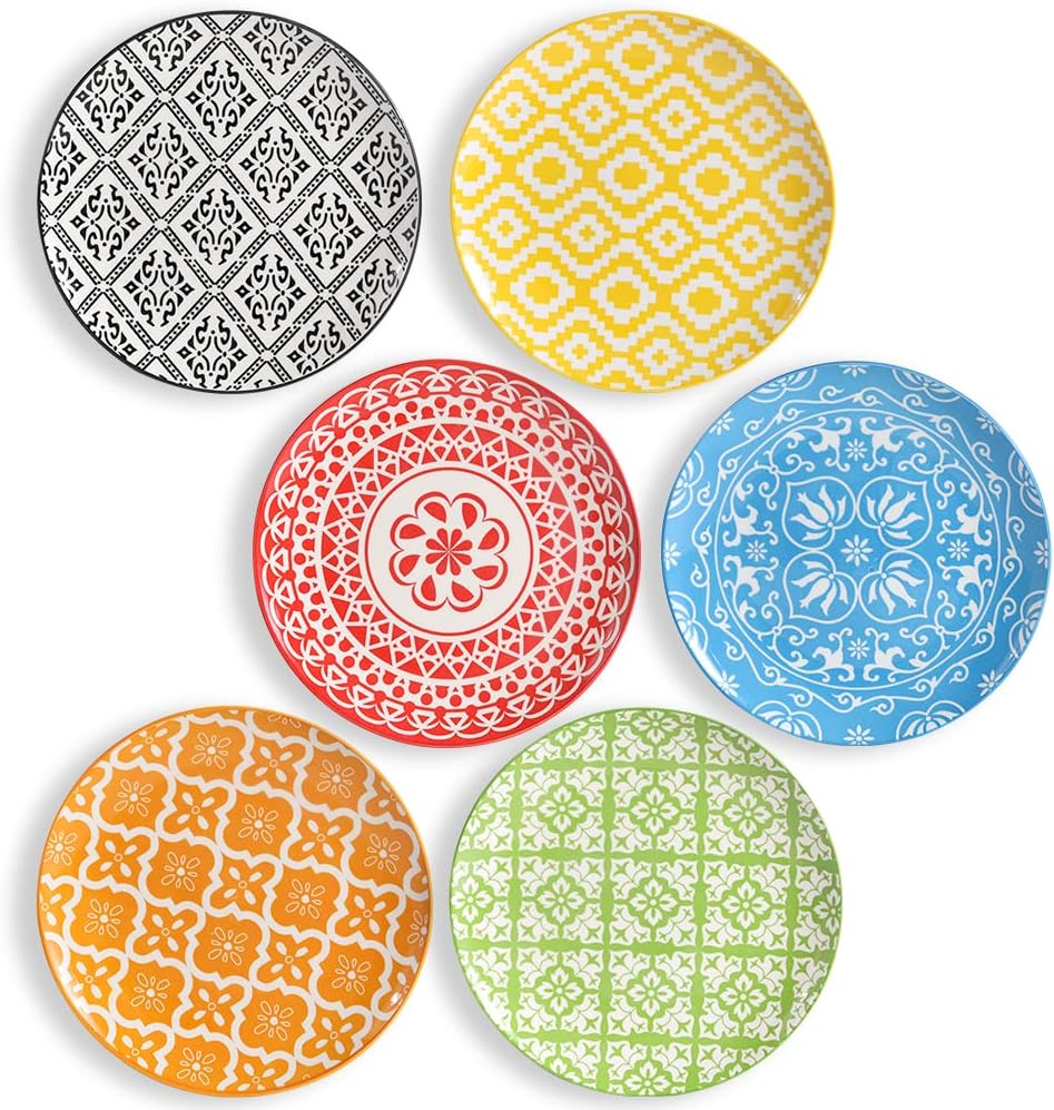 Set 6 Assiettes Plates en Céramique Colorée 20,3 cm Vendos85 - Mathon