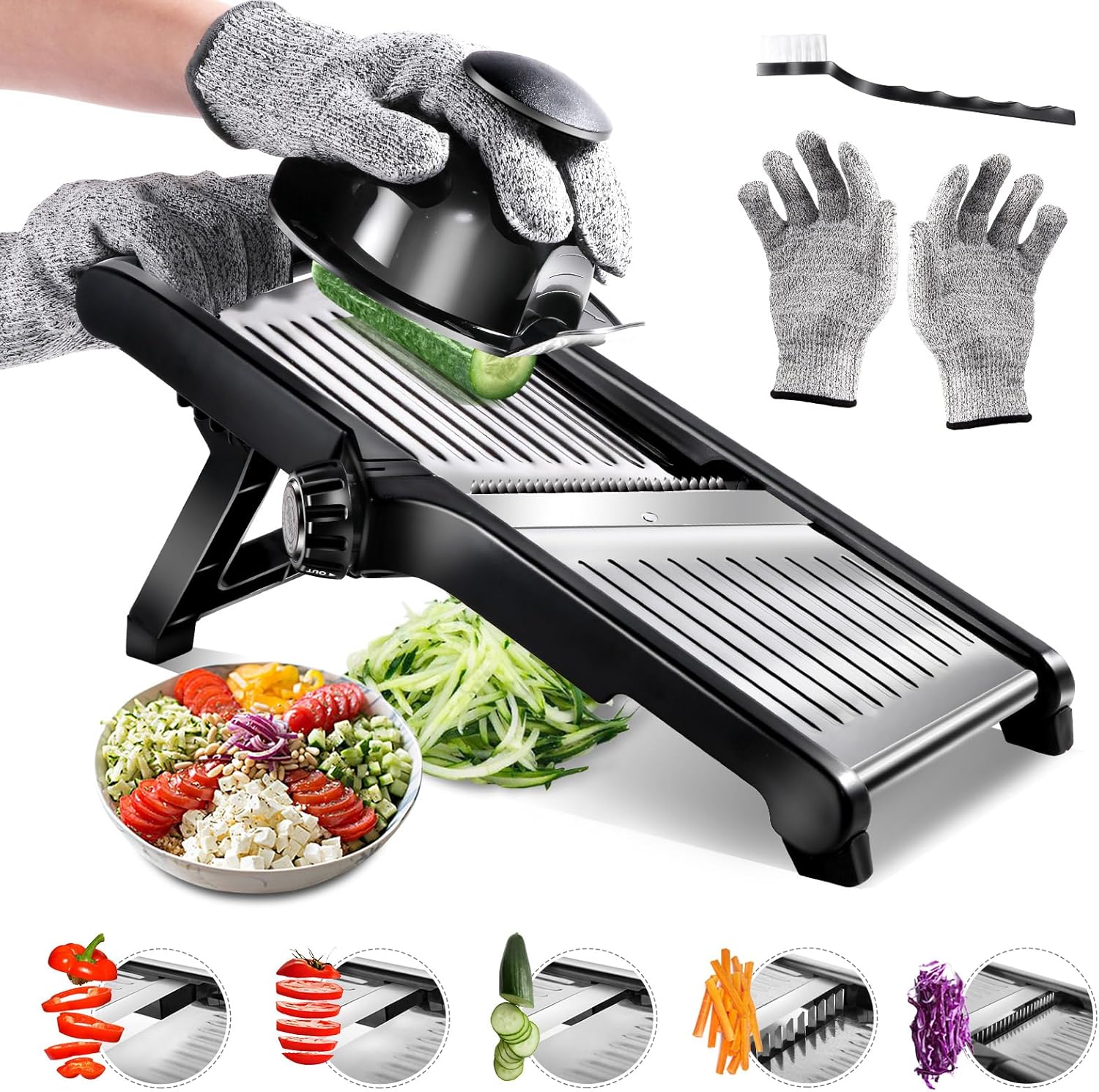 Mandoline Réglable avec Lames Amovibles et Sécurité Vendos85 - Mathon