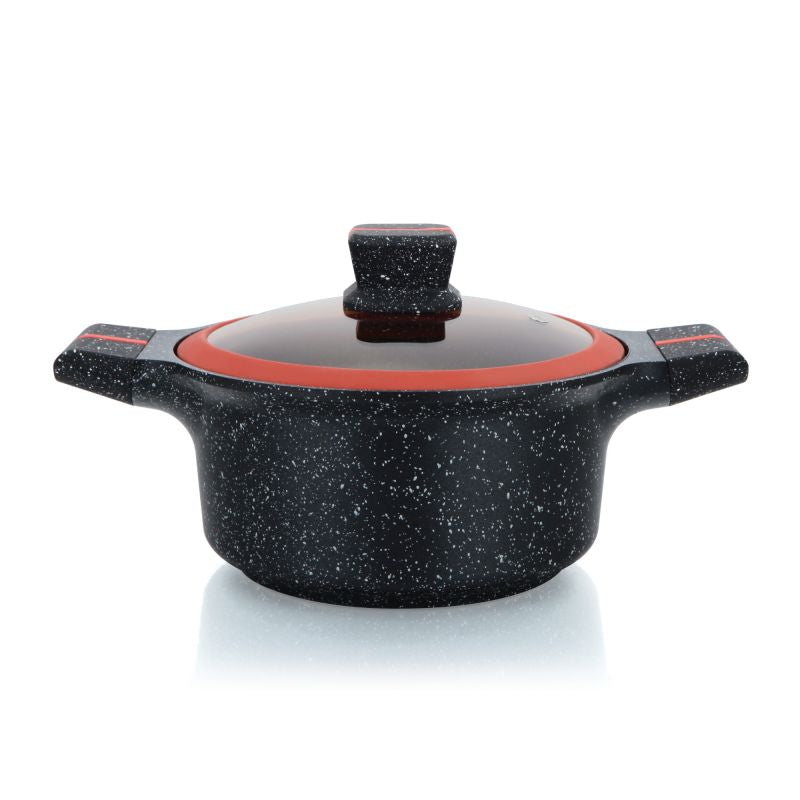 Cocotte avec revêtement  en Granit avec couvercle en verre 24cm Herzberg HGRSCAS24 Herzberg - Mathon - 1
