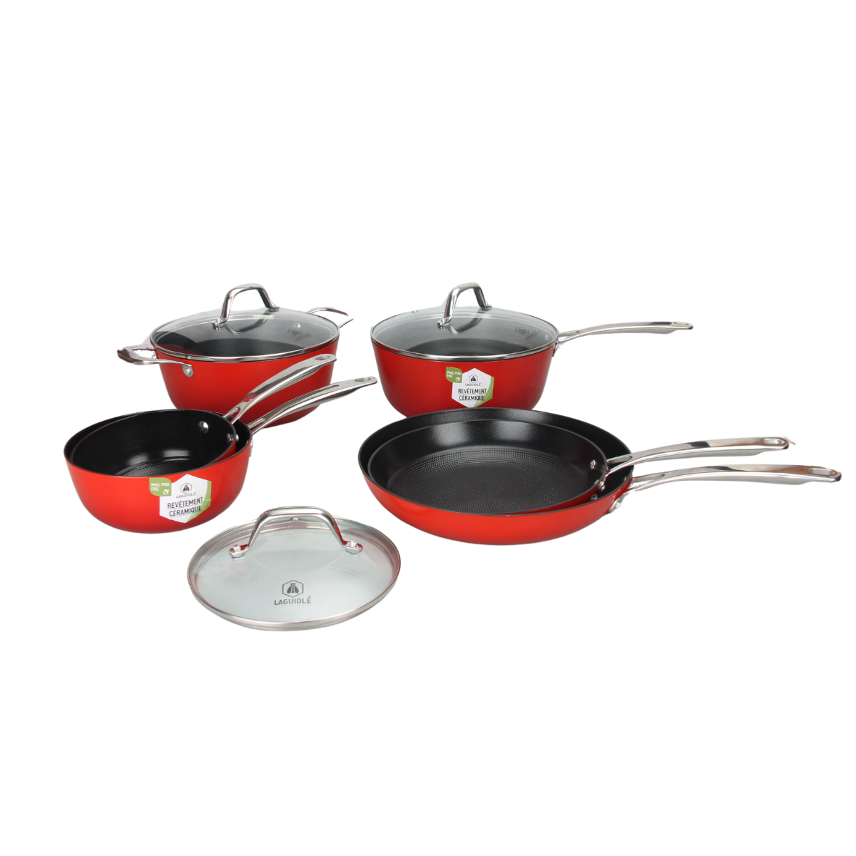 Set de 9 pièces rouge - "Red AirIron" Laguiole Cuisson - Mathon - 1