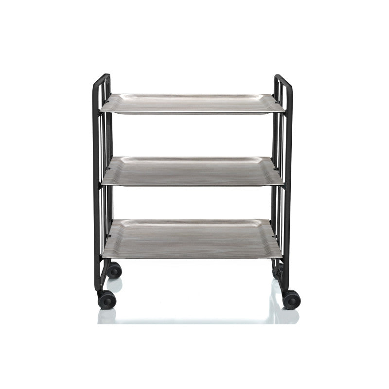 Desserte pliante 3 niveaux avec roulettes – structure noire, bauhaus Don Hierro - Mathon - 1