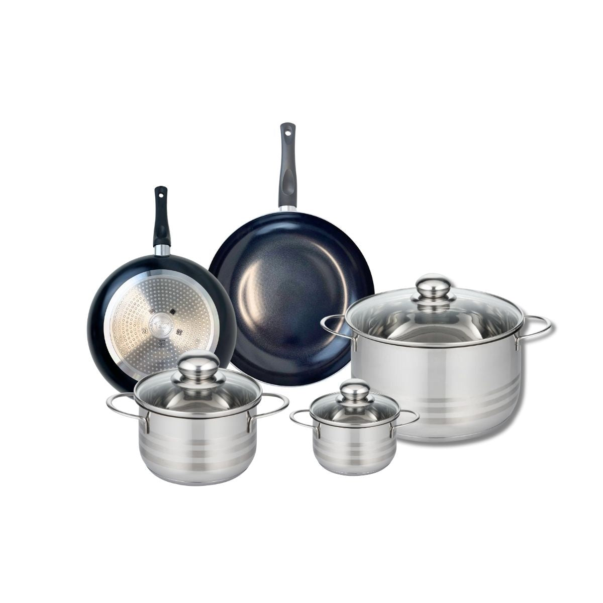 Ensemble de 2 Poêles de cuisson 20 et 24 cm et 3 faitouts 12, 16 et 24 cm  Prima Brillant Elo - Mathon - 1
