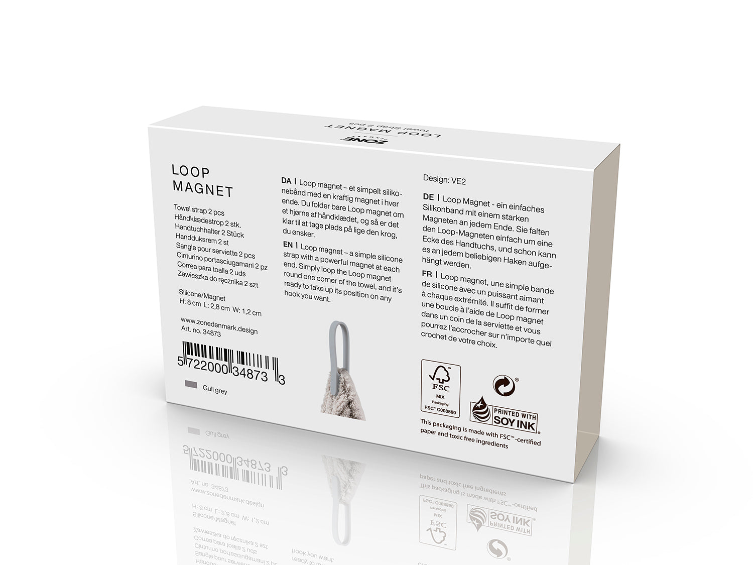 Sangle pour serviette Loop magnet en Silicone/Aimant Gris mouette Zone Denmark - Mathon - 4