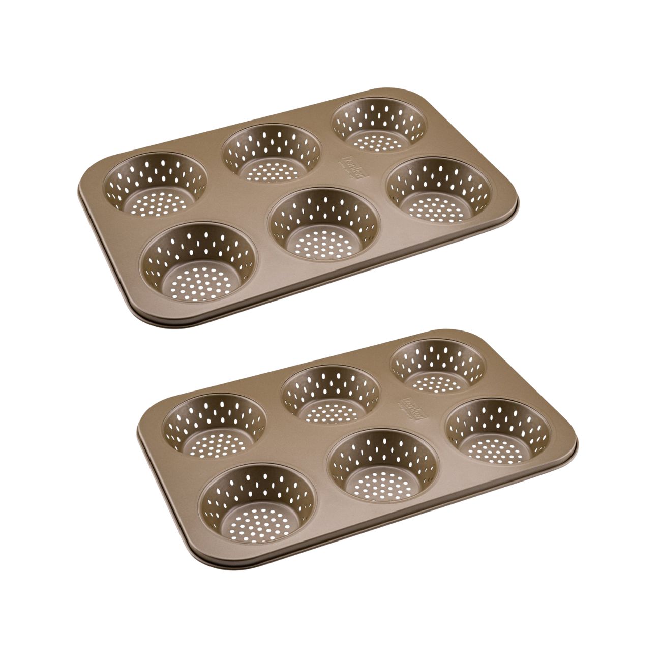 Ensemble de 2 Moules à petits pains individuels ronds 6 empreintes 33 x 22 cm Zenker Mojave Gold Zenker - Mathon - 1