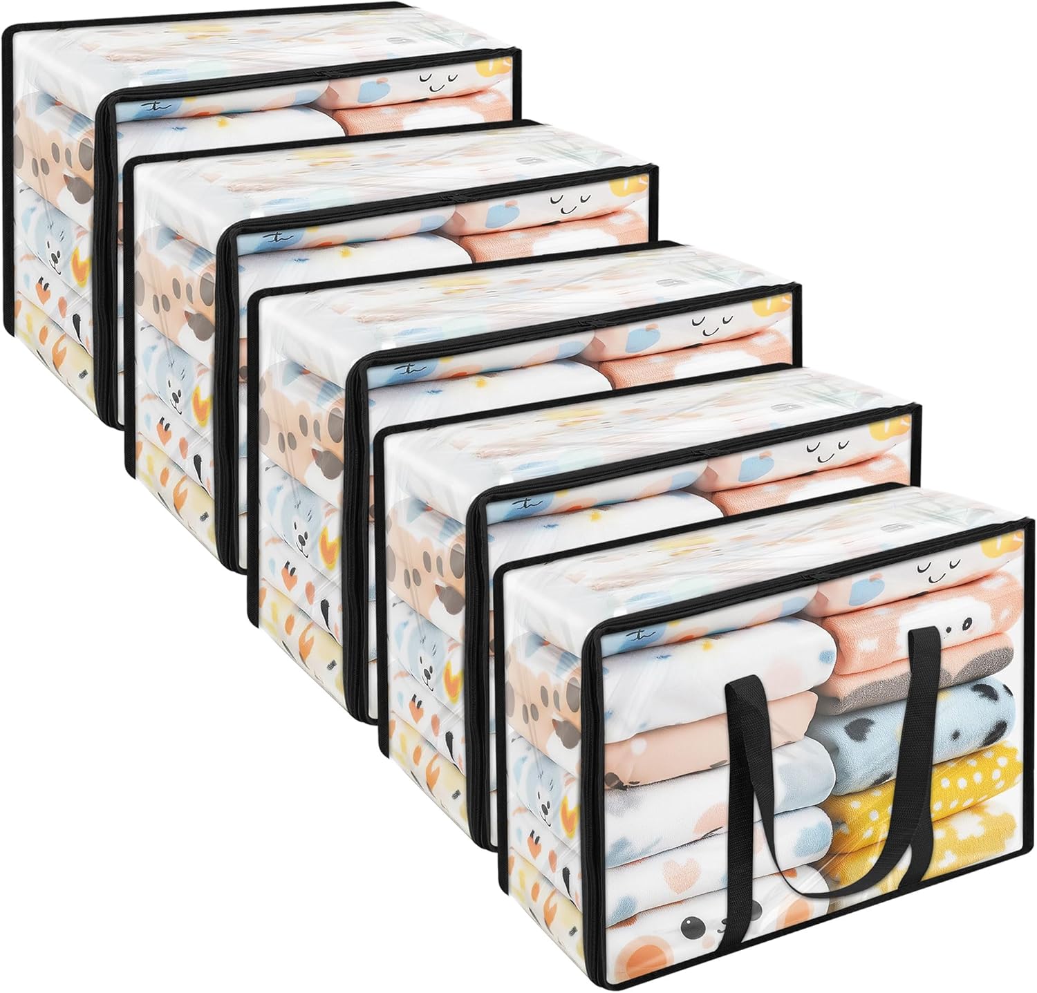 5 Sac de Rangement Transparent 60L avec Poignées et Zip Vendos85 - Mathon