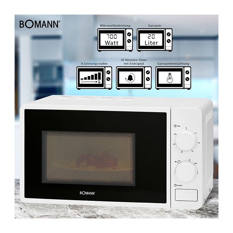 Four micro-onde 20L 1150W Bomann MW 6014 CB Blanc Bomann - Mathon - 3