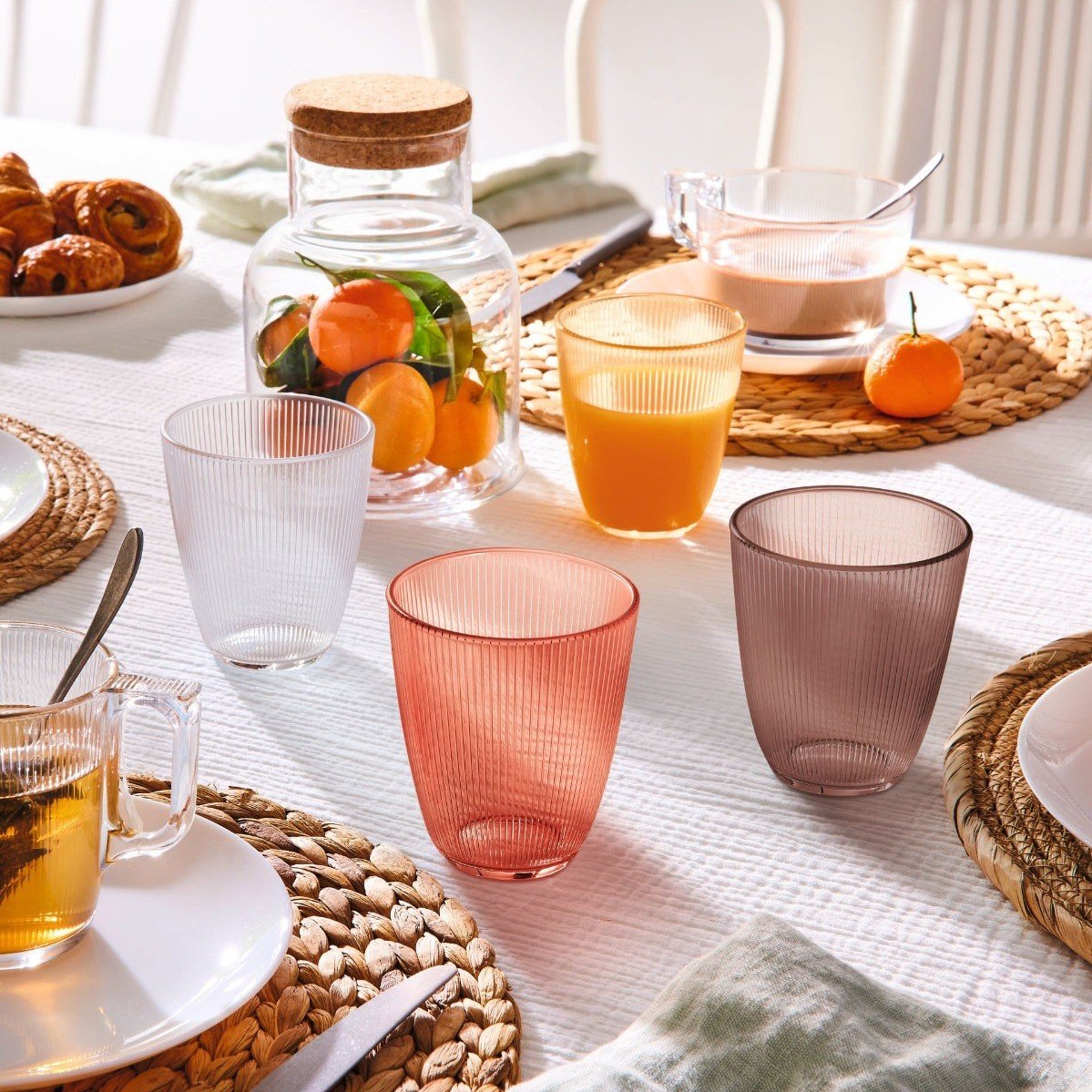 6 verres à eau marrons 31cl Concepto Stripy Agate Luminarc - Mathon - 4