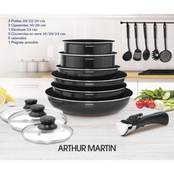 Arthur Martin Batterie De Cuisine Amovible 15 Pieces 16-20-22-24-26 Cm Arthur Martin - Mathon - 2