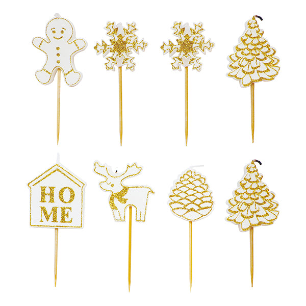 Set de 8 bougies de Noël dorées Scrapcooking - Mathon - 1