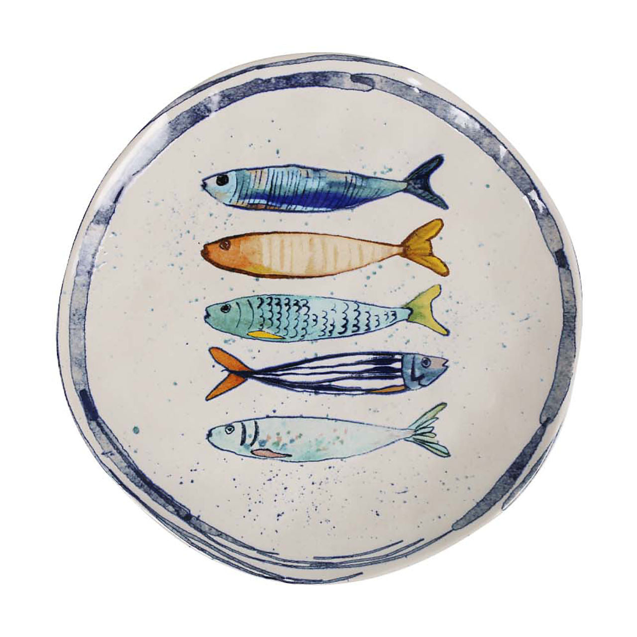 6 assiettes plates 26cm Peixe La Mediterranea - Mathon - 1
