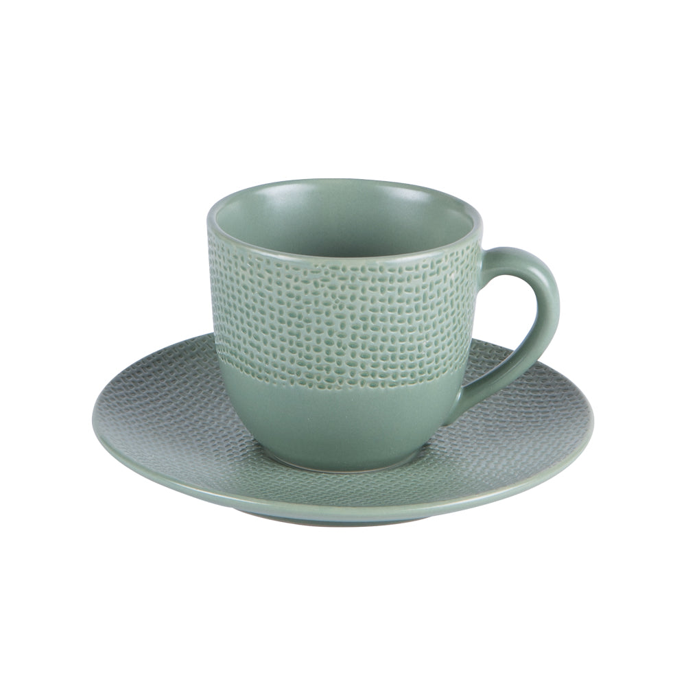 Tasse à café et sa soucoupe Vésuvio sauge 12 cl (lot de 6) Table passion - Mathon - 1